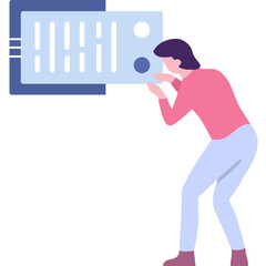 Man working on data integration vector icon