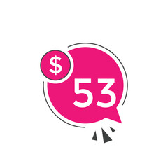 Monthly 53 Dollar price tag or sticker. fifty three dollars sales tag. shopping promotion marketing concept. sale promotion Price Sticker Design
