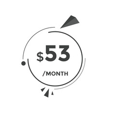 Monthly 53 Dollar price tag or sticker. fifty three dollars sales tag. shopping promotion marketing concept. sale promotion Price Sticker Design
