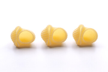 small composition of pasta on a white background