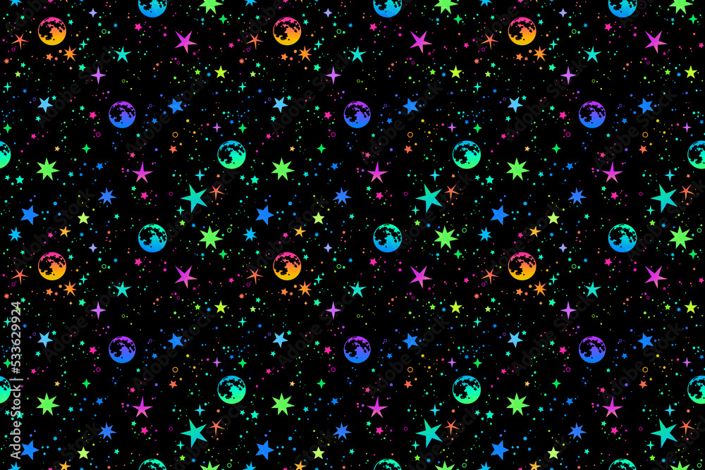 Canvas Prints bright space seamless pattern with stars and moons