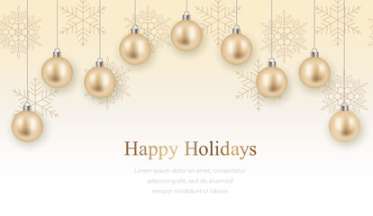 Seamless Abstract Vector Background With Christmas Ball Ornaments. Horizontally Repeatable.
