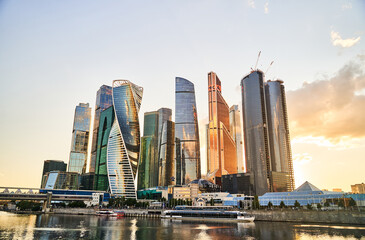 Fototapeta na wymiar Moscow, Russia - 30.07.2022: View of skyscrapers at Moscow City. International Business Center