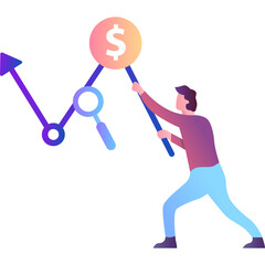Financial research icon man work with graph vector
