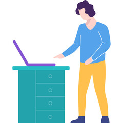 Man using laptop for shopping online vector icon