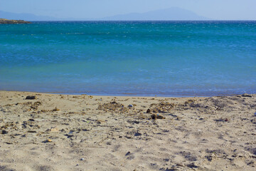 View of beautiful beach and sea in summer with the boy