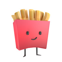 french fries snack cute character 3D
