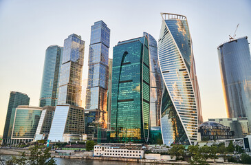 Plakat Moscow, Russia - 30.07.2022: View of skyscrapers at Moscow City. International Business Center