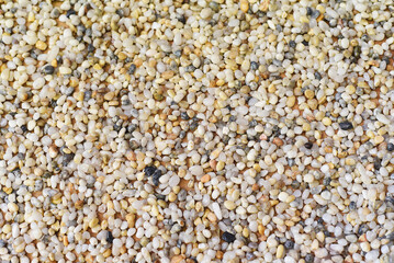 Many colorful sea stones with natural real color for background with copy space