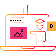 Video tutorials outline icon vector laptop design