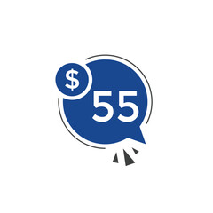 55 dollar price tag. 55$ dollar USD price symbol. price 55 Dollar sale banner in USD. Business or shopping promotion marketing concept
