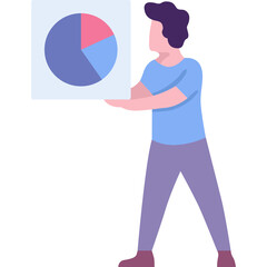Man show pie chart vector marketing analysis icon