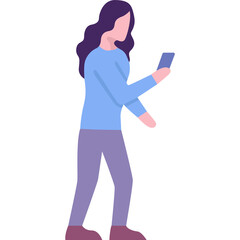 Woman office worker using phone vector icon