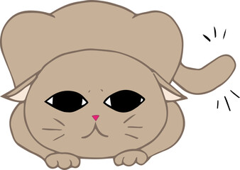 Cute cat in getting ready pose. Vector hand drawn art of hunting cat