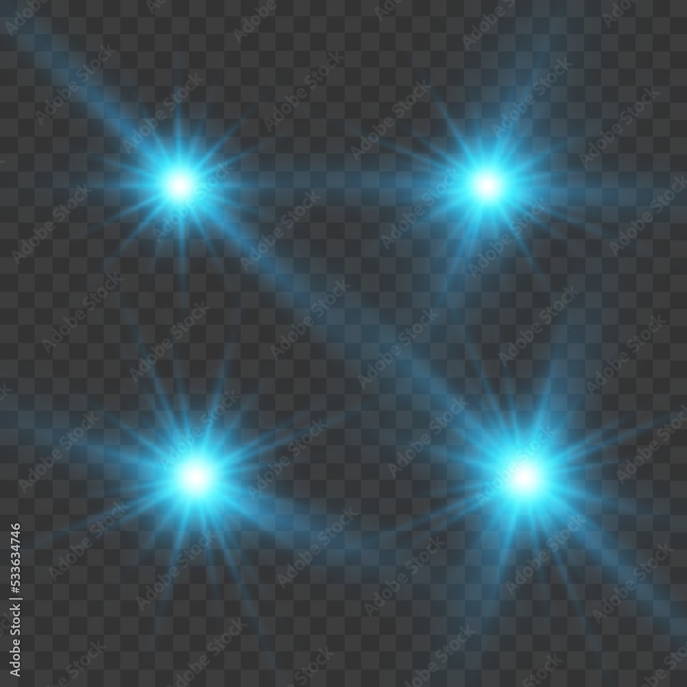 Poster set of glowing light stars with sparkles. light effect. vector illustration. eps10
