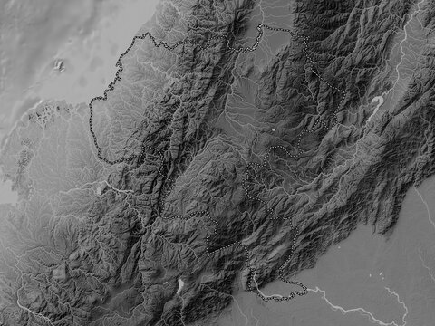 Cauca, Colombia. Grayscale. No legend