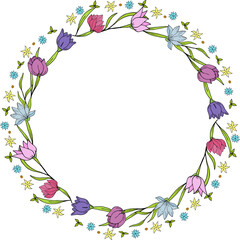 Floral wreath isolated on white background