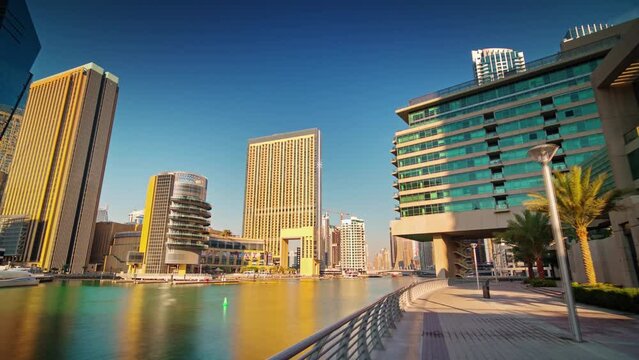 dubai marina jbr walking bay panorama 4k time lapse uae