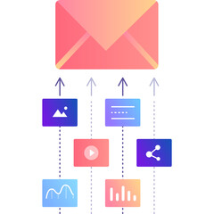 Email marketing icon advert strategy flat vector