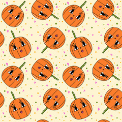 Halloween cartoon seamless pattern. Patterns for decorating fabrics.