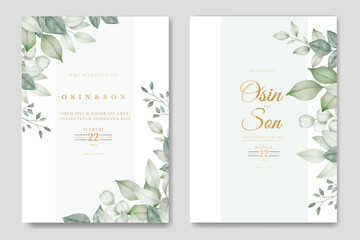 Greenery Leaves Wedding Invitation Card Template 