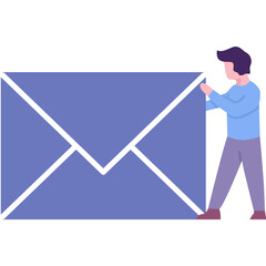 Man receive mail envelop flat vector icon