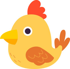 Sitting cute chick flat illustration