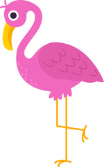 Staying flamingo bird flat illustration