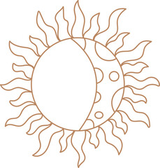 Burning sun boho lined illustration