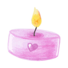 Beautiful pink candle hand-drawn, vector