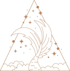 Triangle with fish tail boho illustration