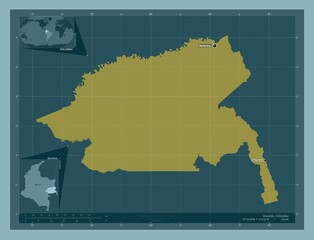 Guainia, Colombia. Solid. Labelled points of cities