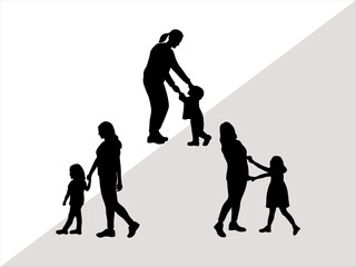 Fototapeta premium Mother With Kid SVG Cut Files | Mother With Kid Silhouette | Kid Svg | Mother Svg | Mother With Kid Bundle 
