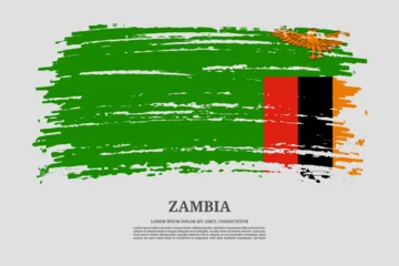 Foto op Aluminium Zambia flag with brush stroke effect and information text poster, vector © gladder