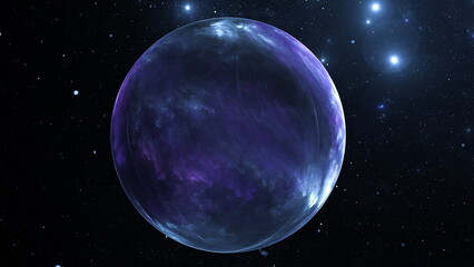 Fantasy is an abstract planet in space against the background of stars and galaxies. 3d illustration