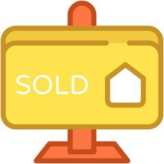 Sold Signboard Vector Icon 