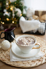 Obraz na płótnie Canvas Hot chocolate drink in a white cup