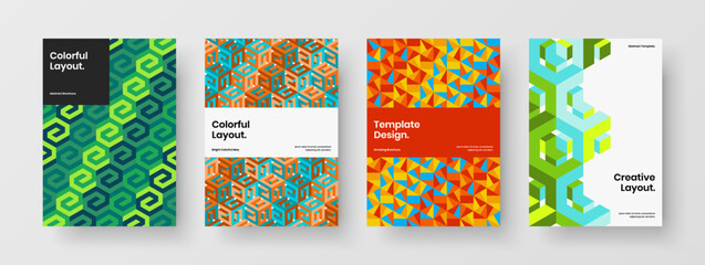 Original mosaic pattern annual report concept bundle. Isolated journal cover vector design layout composition.