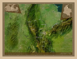 Norte de Santander, Colombia. Low-res satellite. Labelled points of cities