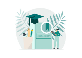 People learning isolated flat vector illustration. Cartoon characters taking individual lessons. Education concept.