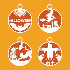 Naklejka premium Halloween ornaments element vector set