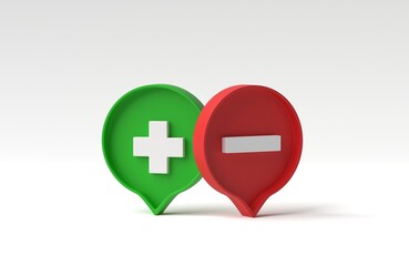 Fototapeta premium Plus minus in social media notification icon isolated on white background. 3D render, 3D illustration.