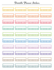 Colored weekly calendar sticker for planner. Printable sheet