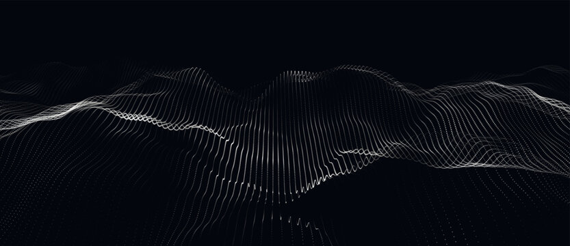 Abstract digital wave of particles. Futuristic point wave. Technology background vector. 3D rendering.