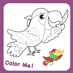 Printable coloring worksheet for toddlers. Cute pirate illustration. Vector outline for coloring page.