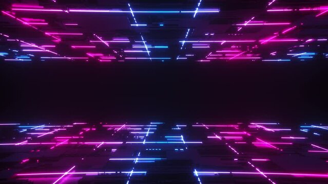 Neon Glowing Sci-Fi Borders Moving.