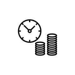 Time is money line icon isolated on white background