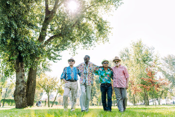 Fototapeta premium group of senior friends playing at the park