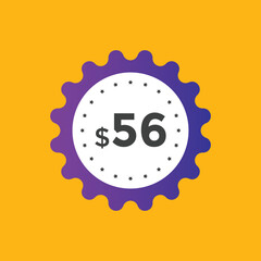 Monthly 56 Dollar price tag or sticker. fifty six dollars sales tag. shopping promotion marketing concept. sale promotion Price Sticker Design
