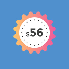 Monthly 56 Dollar price tag or sticker. fifty six dollars sales tag. shopping promotion marketing concept. sale promotion Price Sticker Design
